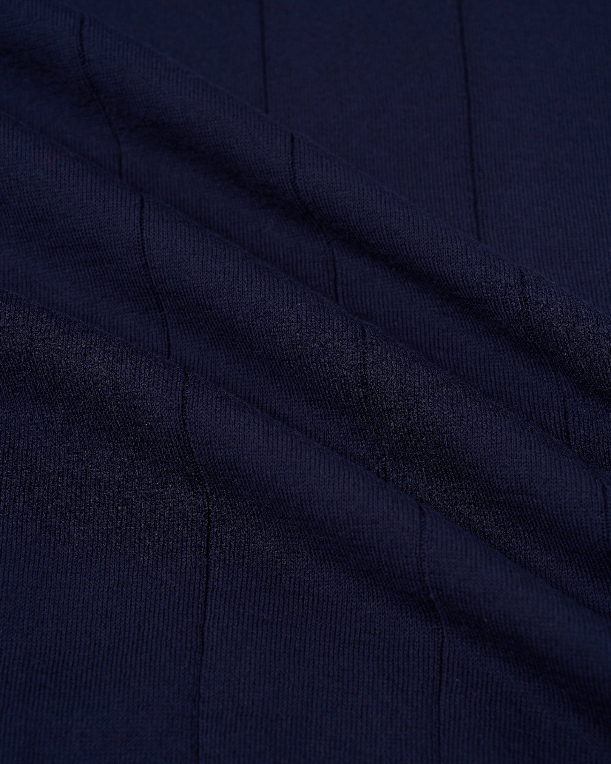Knitted wide ribbed cotton polo - Navy blue