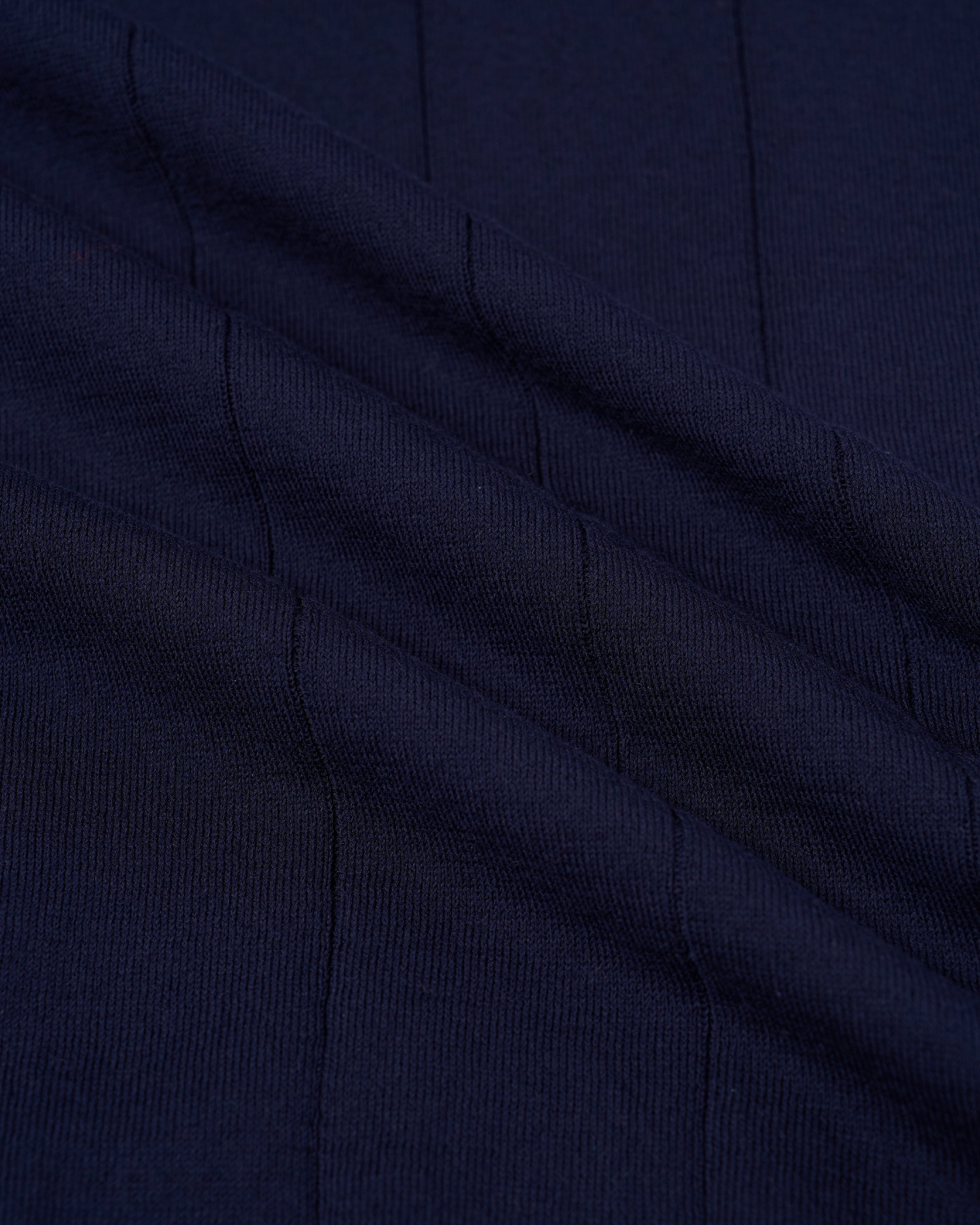 Knitted wide ribbed cotton polo - Navy blue