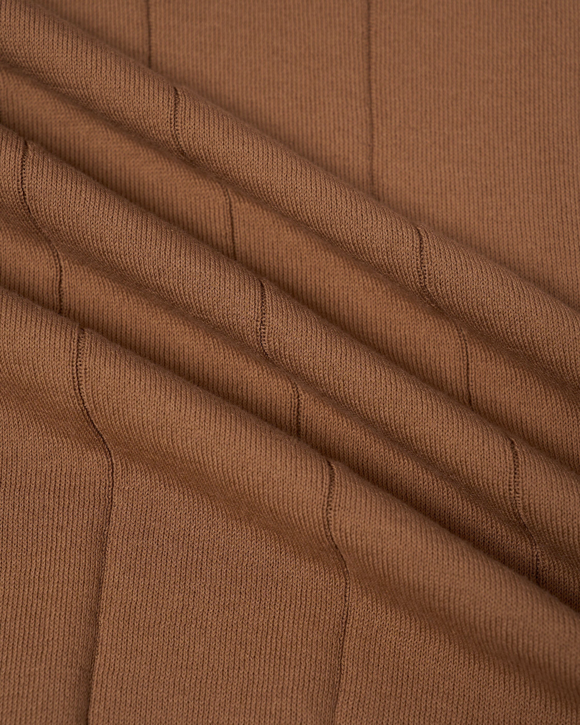 Knitted wide ribbed cotton polo - Brown