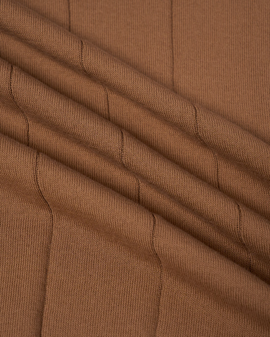 Knitted wide ribbed cotton polo - Brown
