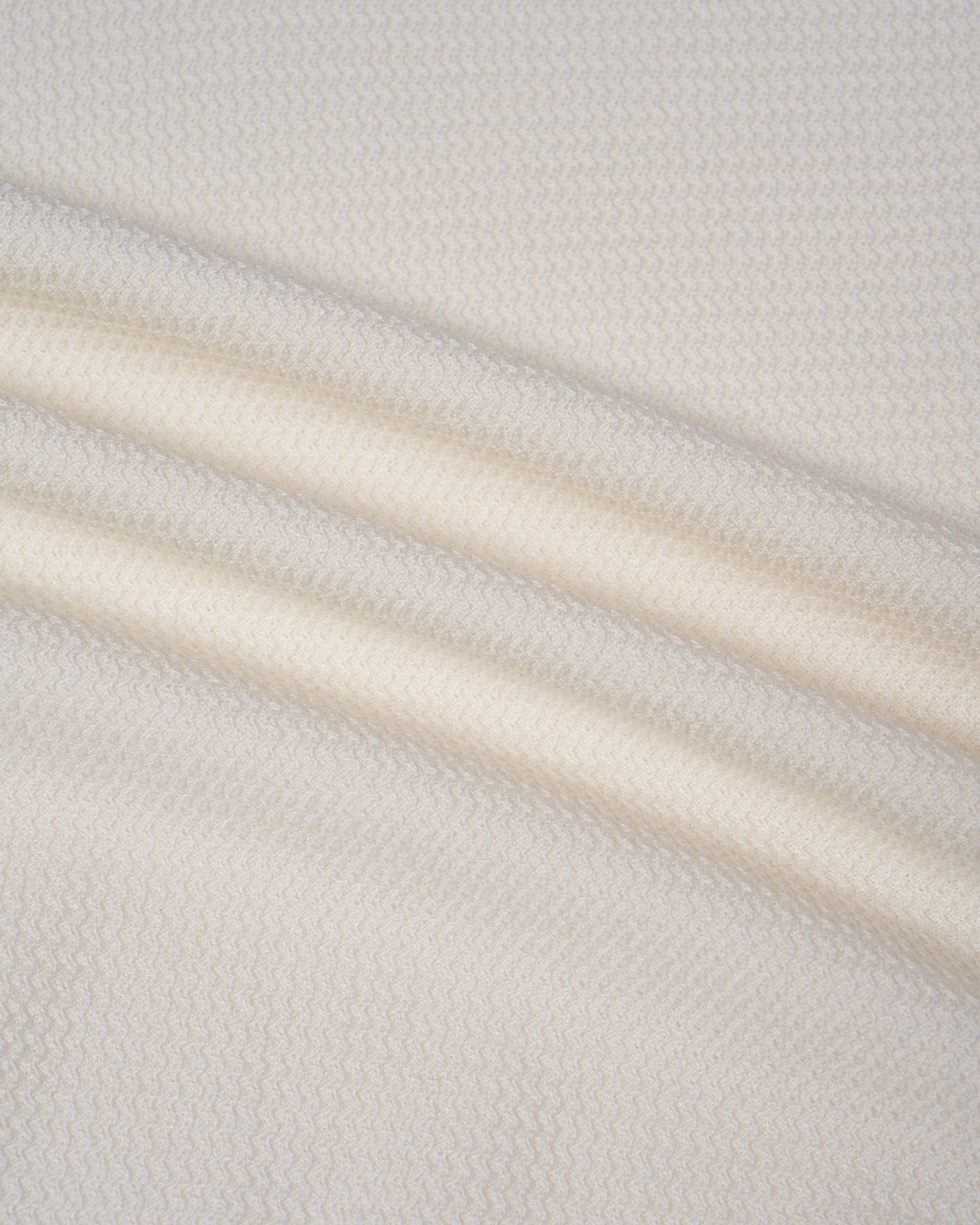 Knitted zigzag silk and cotton polo - Off white