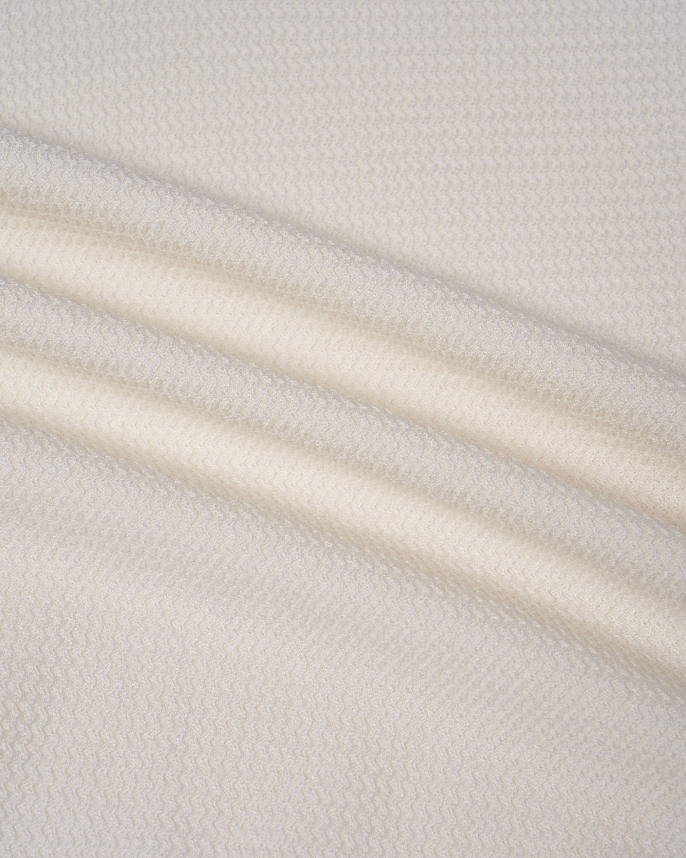 Knitted zigzag silk and cotton polo - Off white