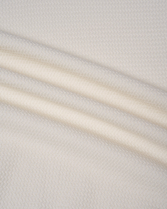 Knitted zigzag silk and cotton polo - Off white