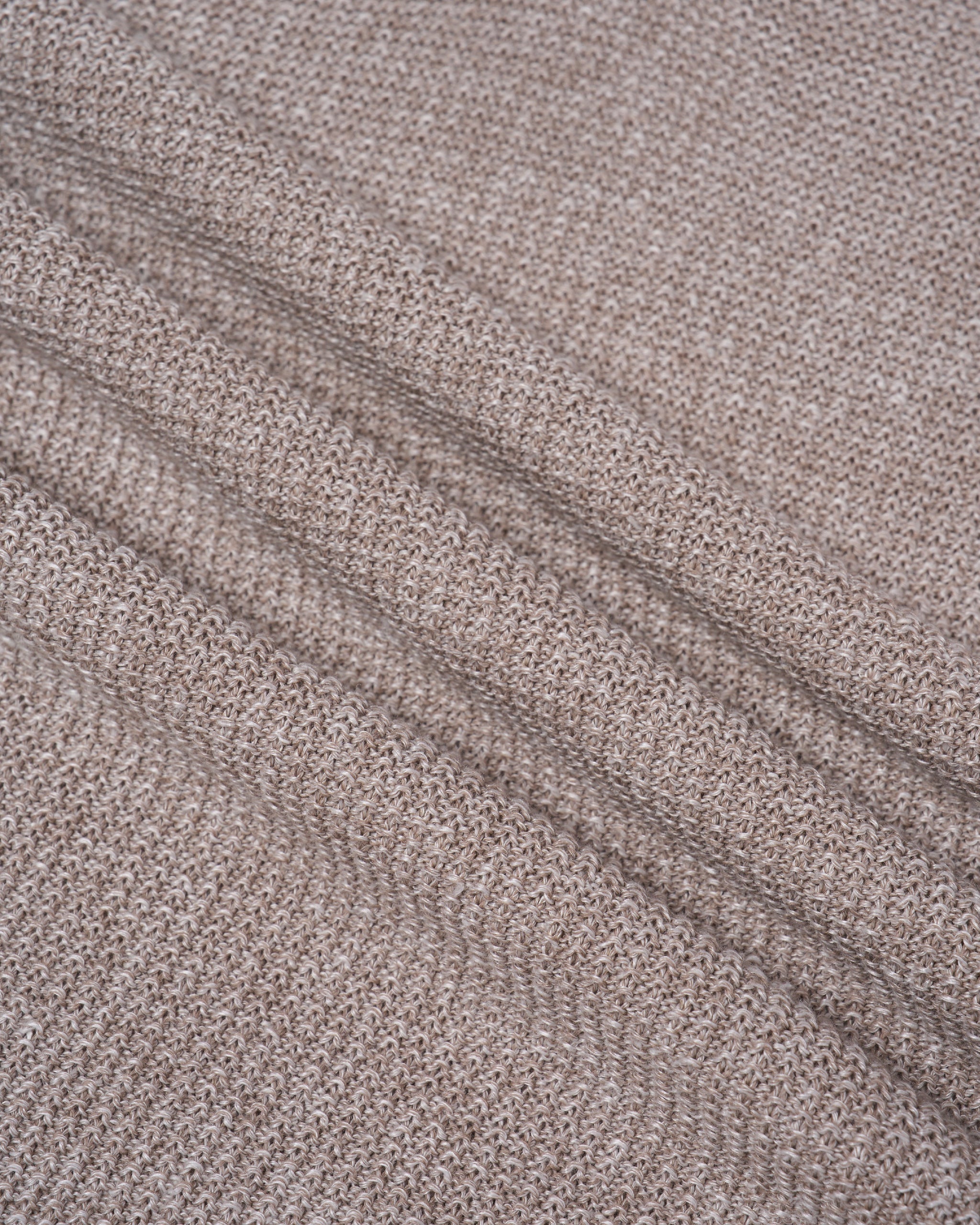 Knitted rice stitch linen and cotton skipper polo - Melange beige