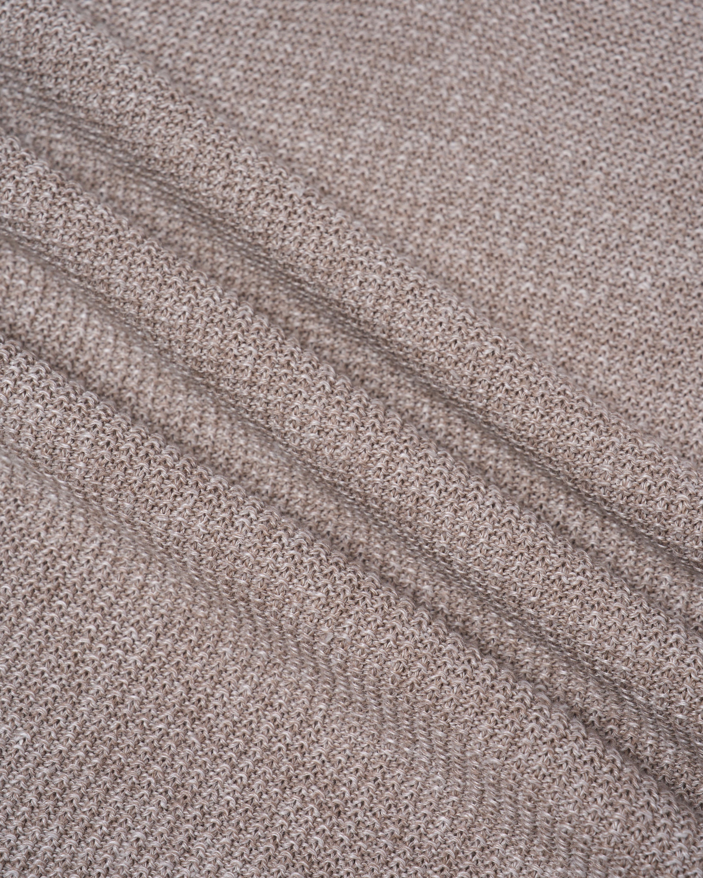 Knitted rice stitch linen and cotton skipper polo - Melange beige