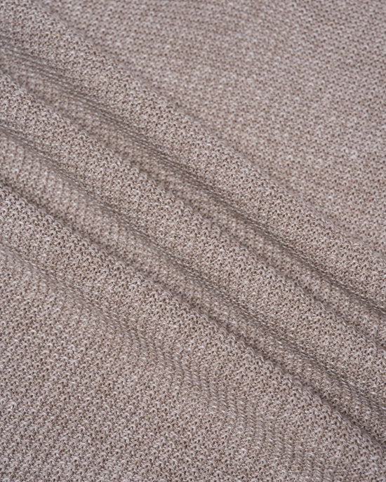 Knitted rice stitch linen and cotton skipper polo - Melange beige