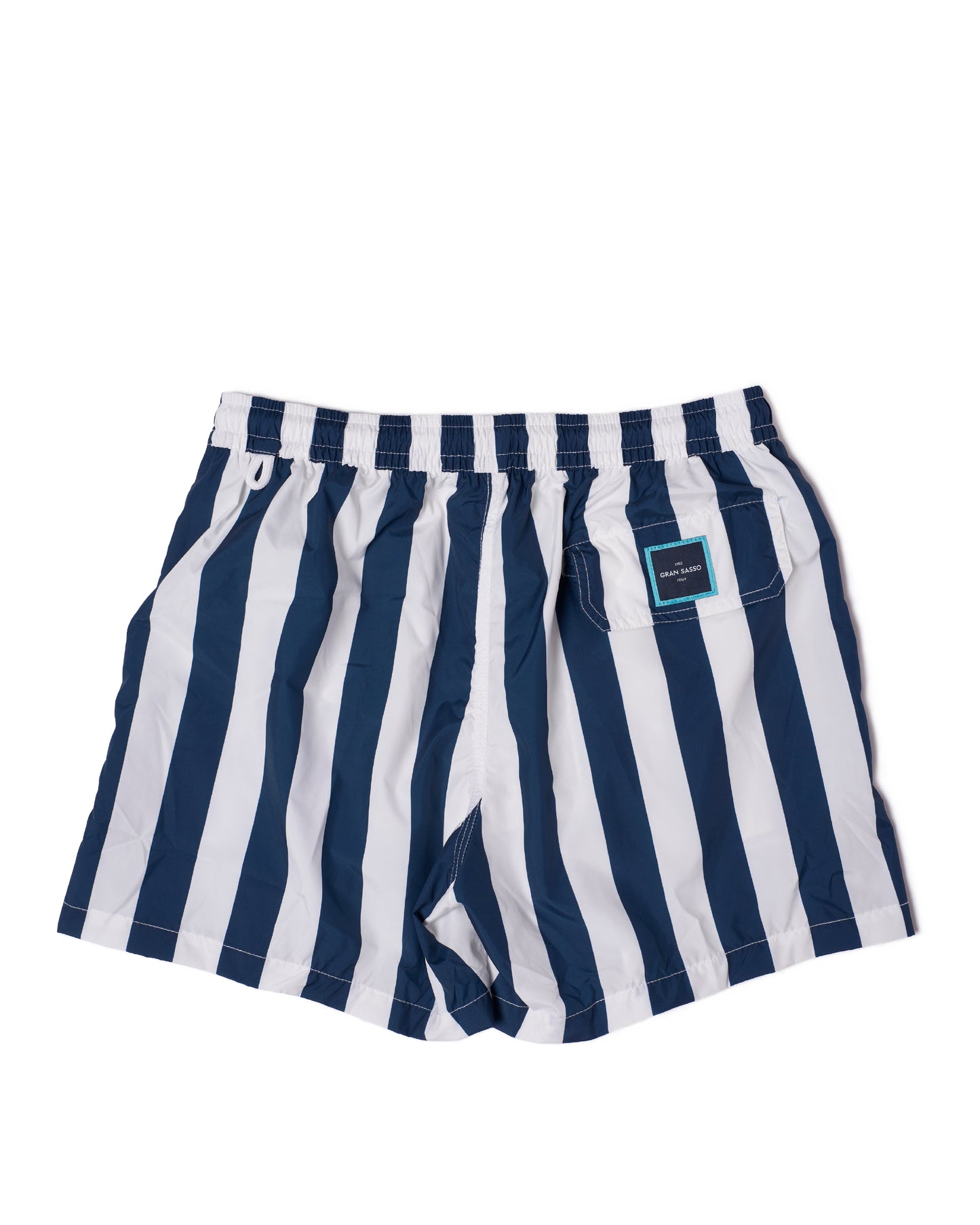Printed large stripe swim shorts - Navy blue and white