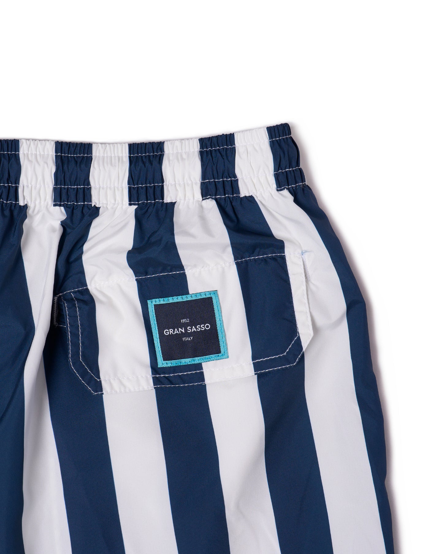 Printed large stripe swim shorts - Navy blue and white