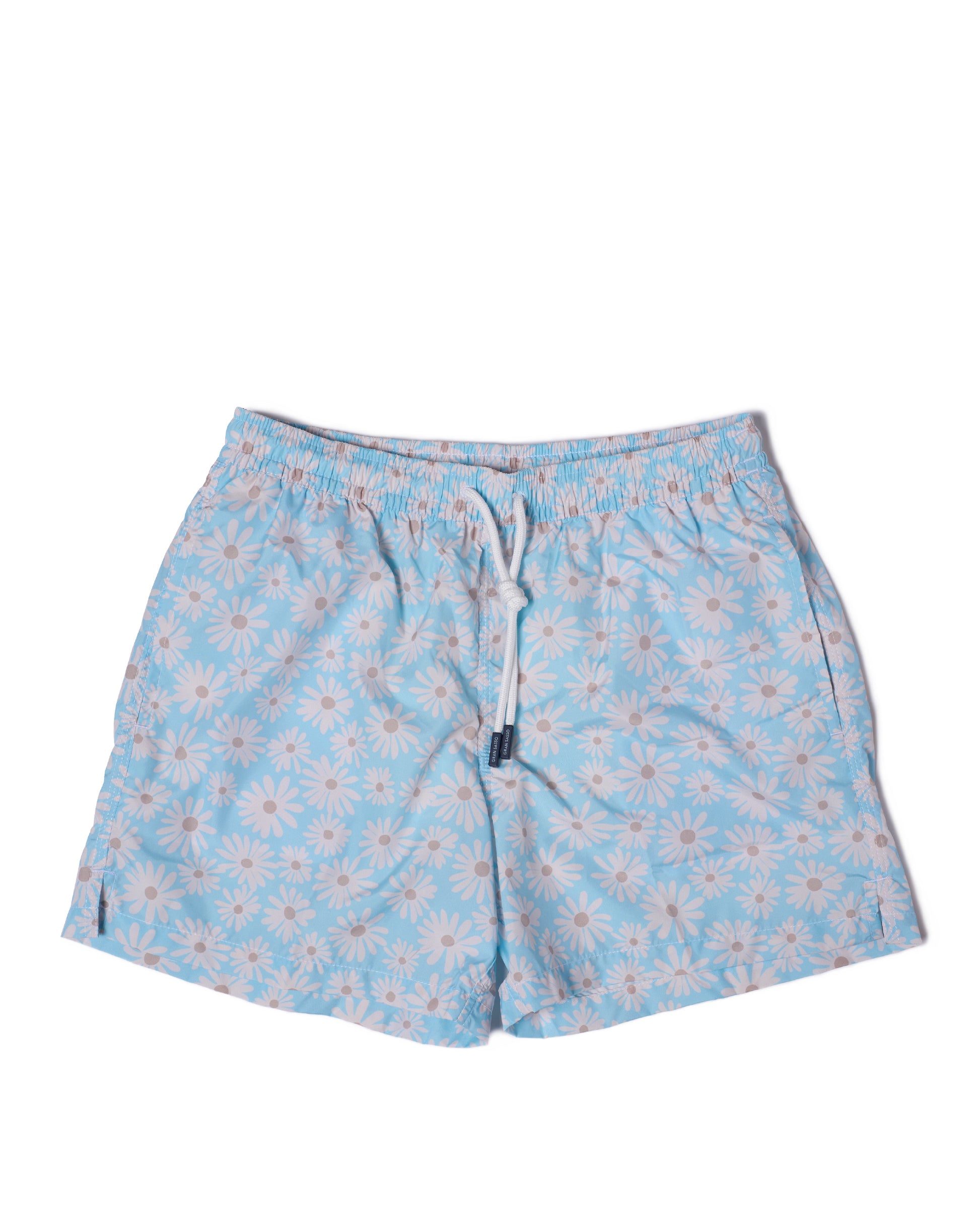 Printed Flower swim shorts - Light blue