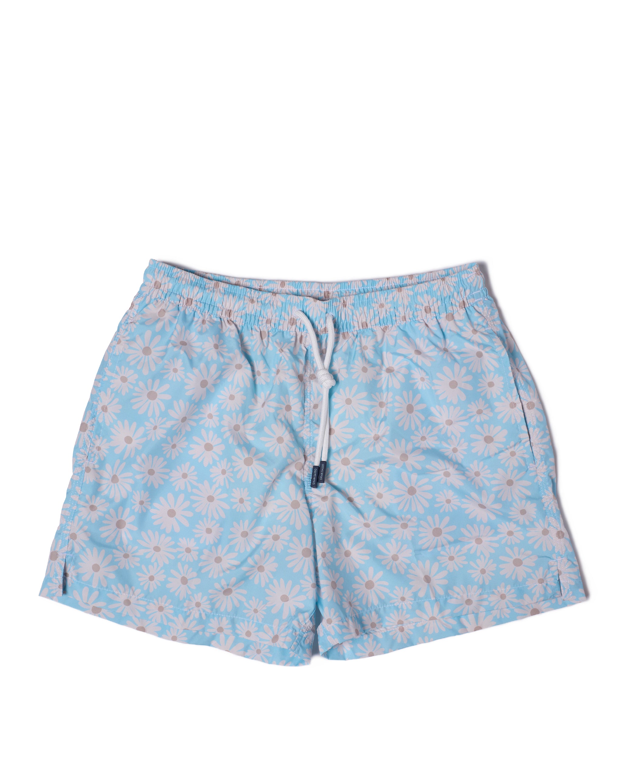 Printed Flower swim shorts - Light blue