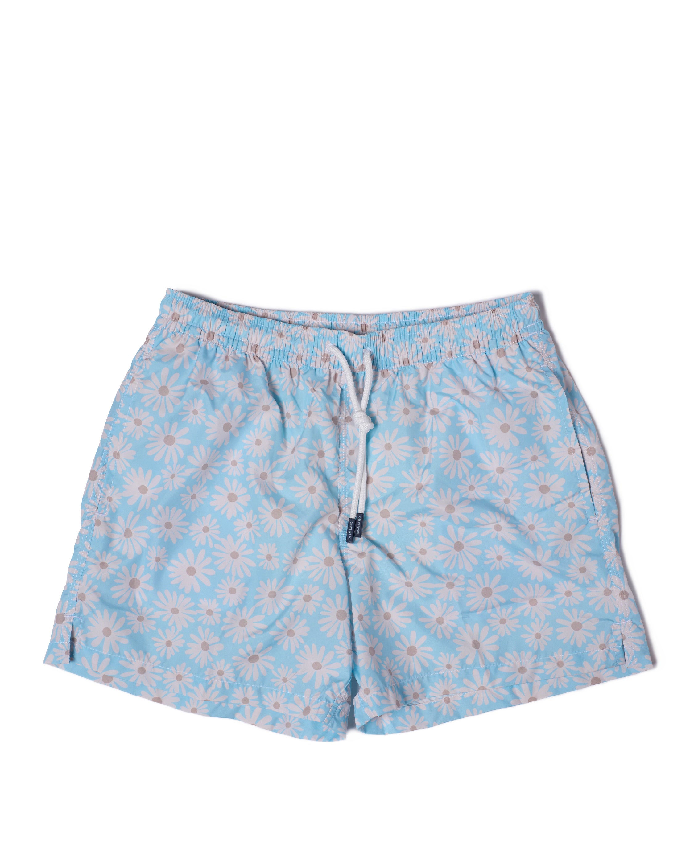 Printed Flower swim shorts - Light blue