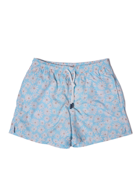 Printed Flower swim shorts - Light blue
