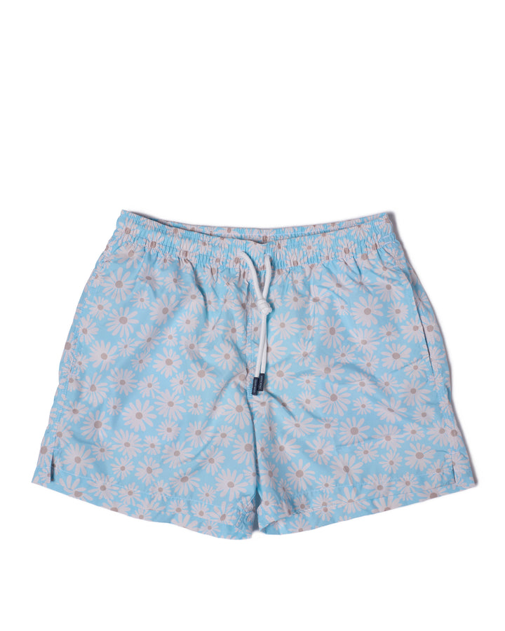 Printed Flower swim shorts - Light blue