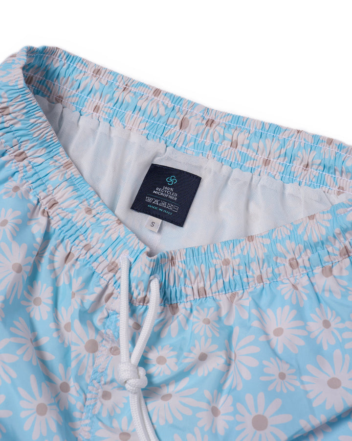 Printed Flower swim shorts - Light blue