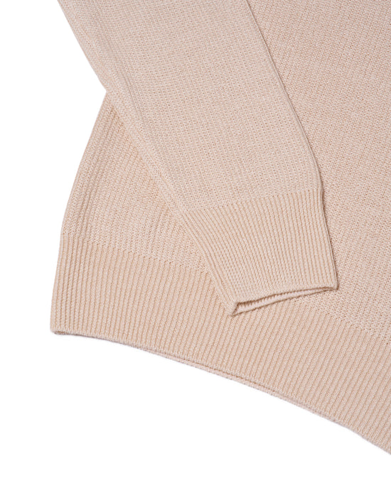 Knitted rib stitch linen and cotton polo - Linen beige