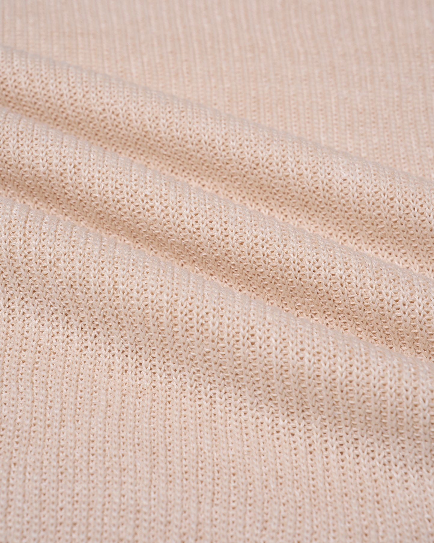 Knitted rib stitch linen and cotton polo - Linen beige
