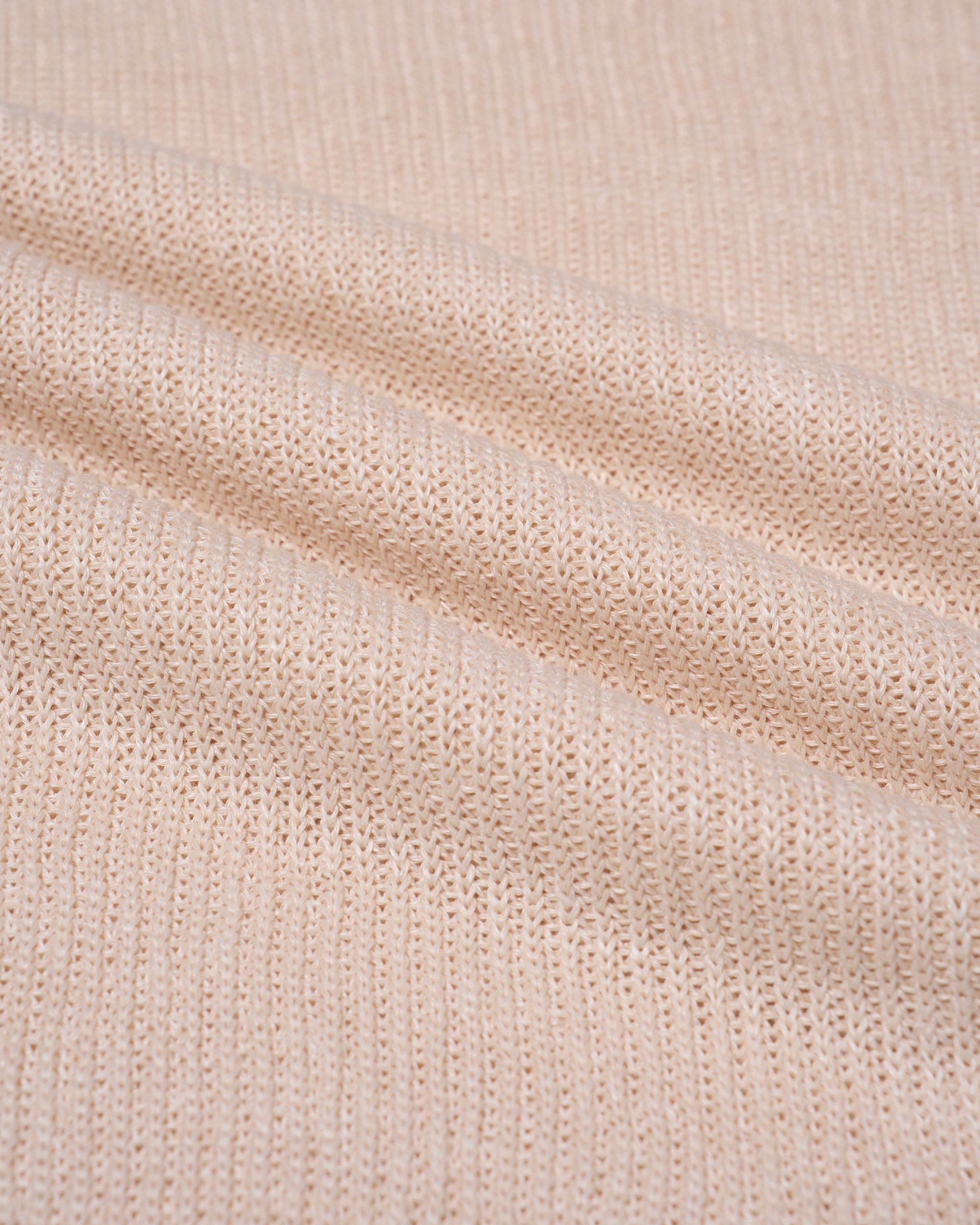 Knitted rib stitch linen and cotton polo - Linen beige