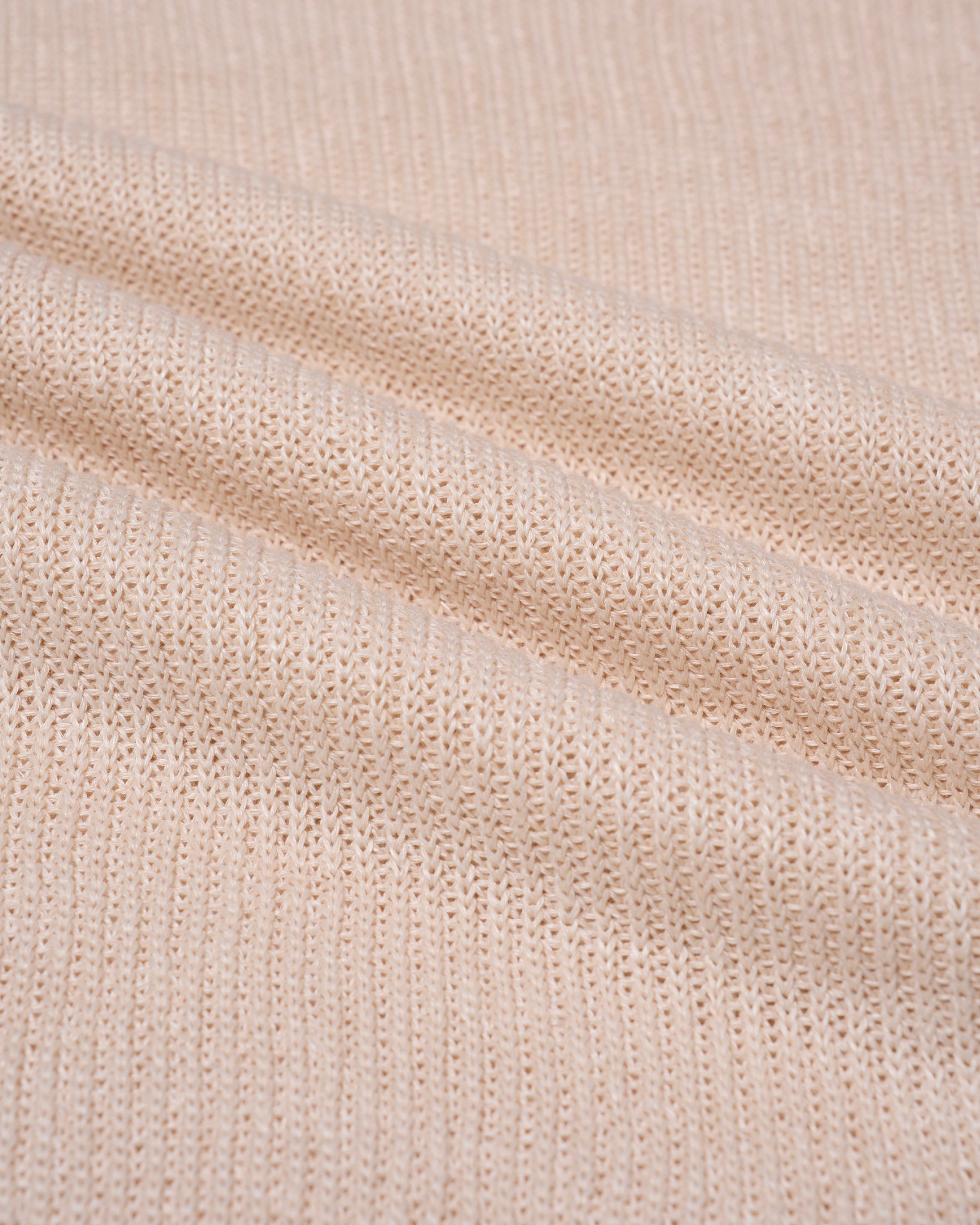 Knitted rib stitch linen and cotton polo - Linen beige