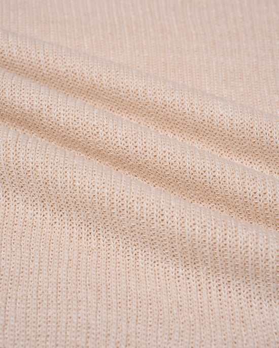Knitted rib stitch linen and cotton polo - Linen beige