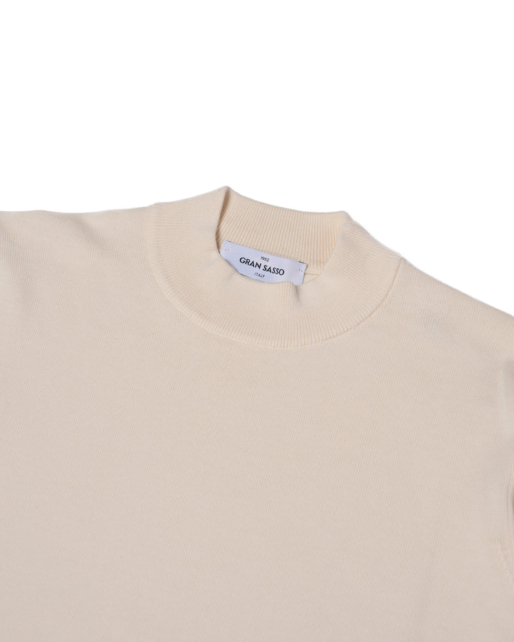 Knitted mock neck cotton sweater - Off white