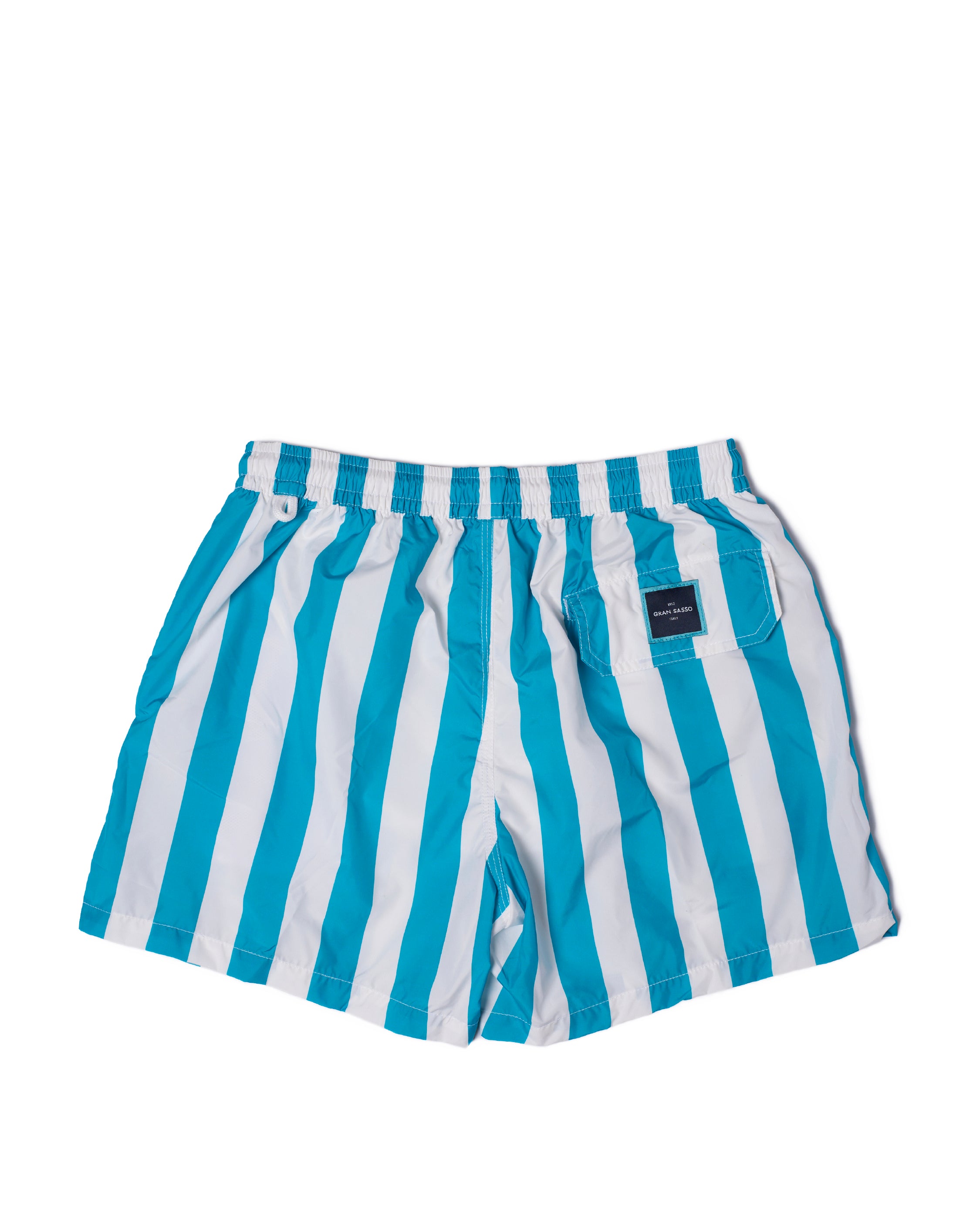 Printed large stripe swim shorts - Ocean blue and white