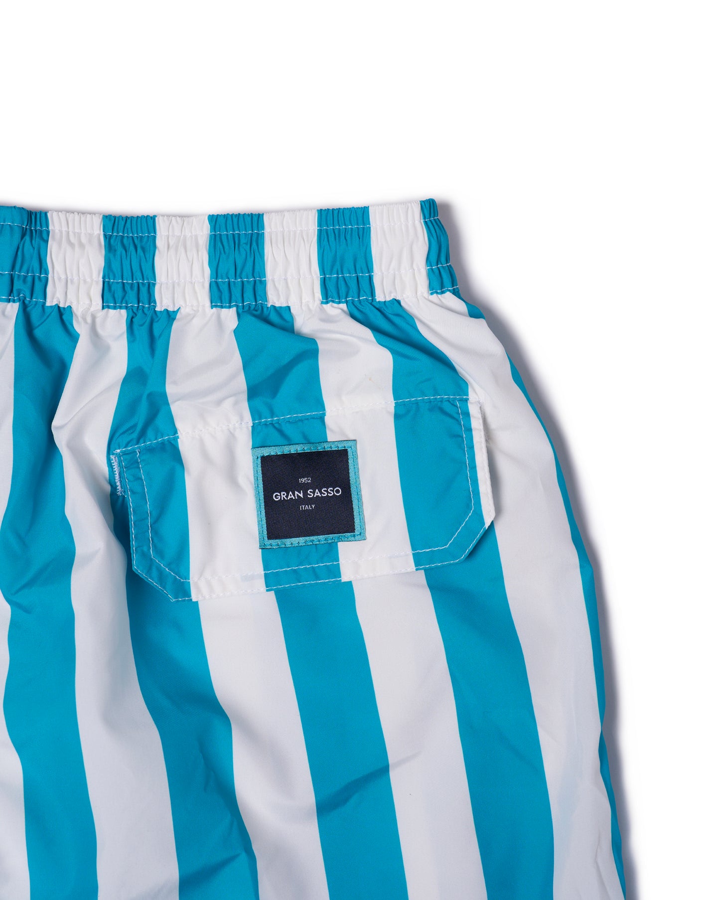 Printed large stripe swim shorts - Ocean blue and white