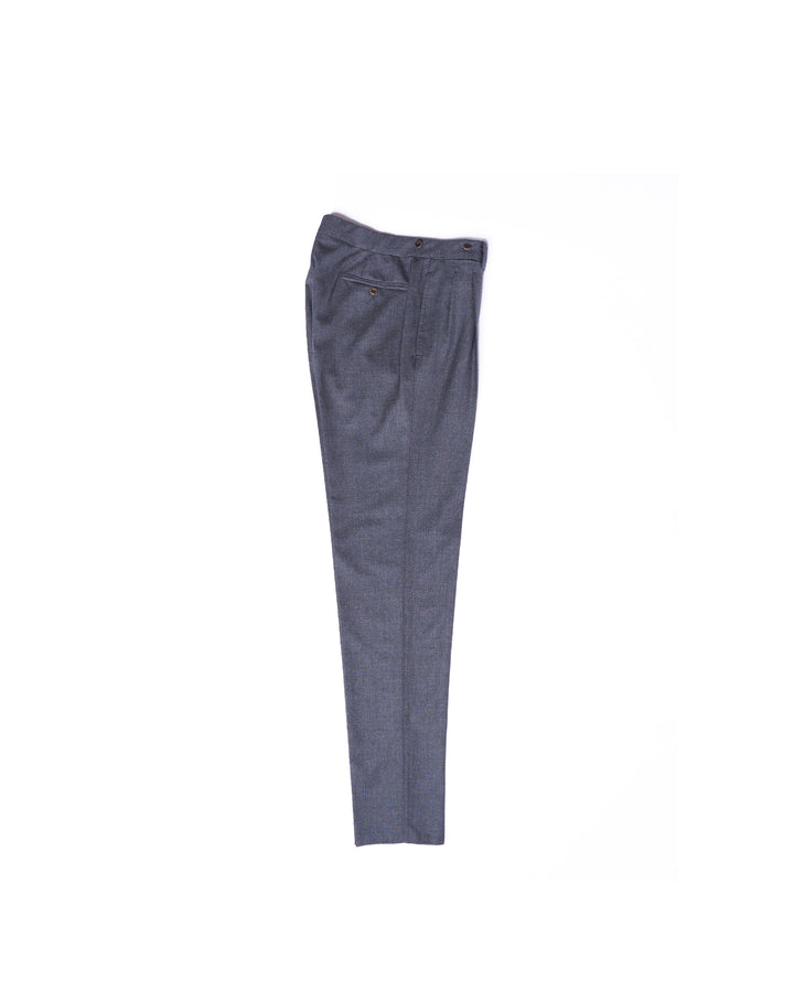 Plain wool trousers - Double pleat trousers - Medium grey