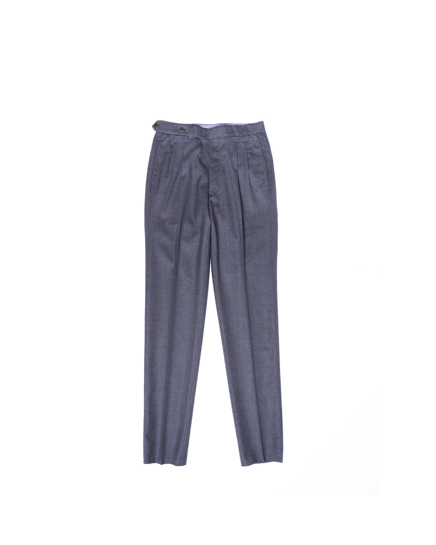 Plain wool trousers - Double pleat trousers - Medium grey