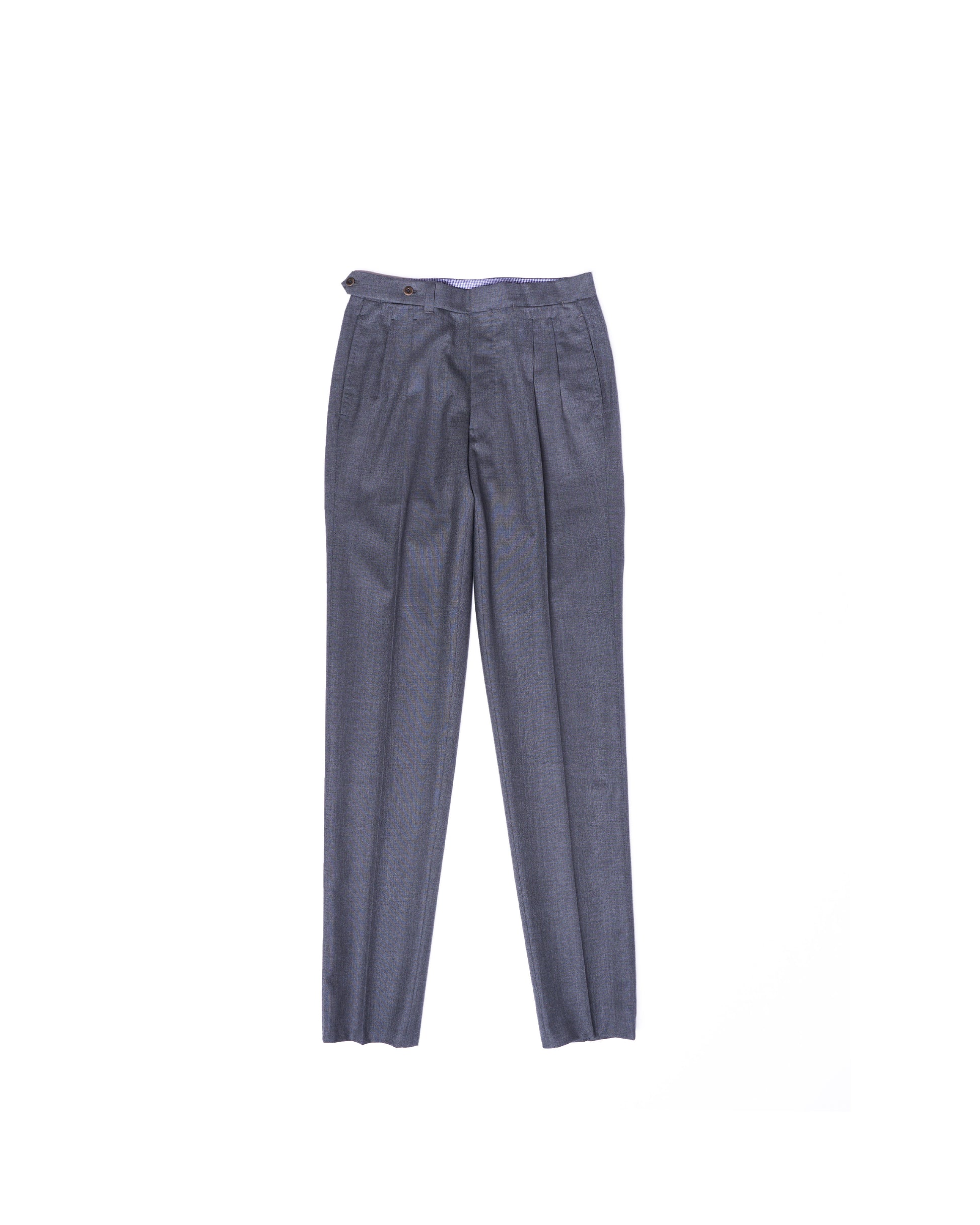 Plain wool trousers - Double pleat trousers - Medium grey