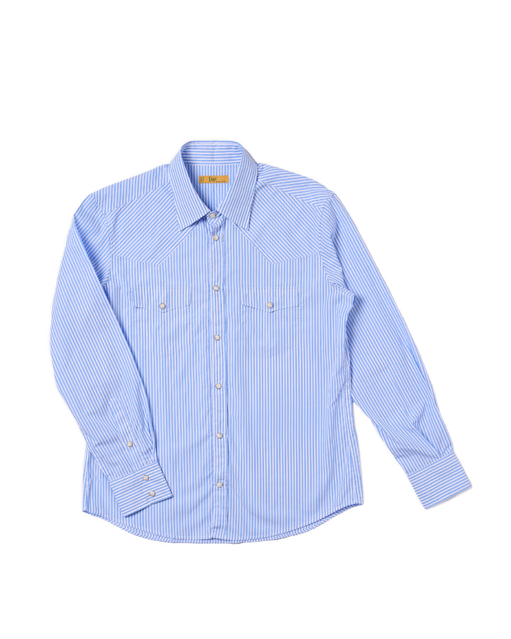 Western shirt - Light blue stripe poplin cotton