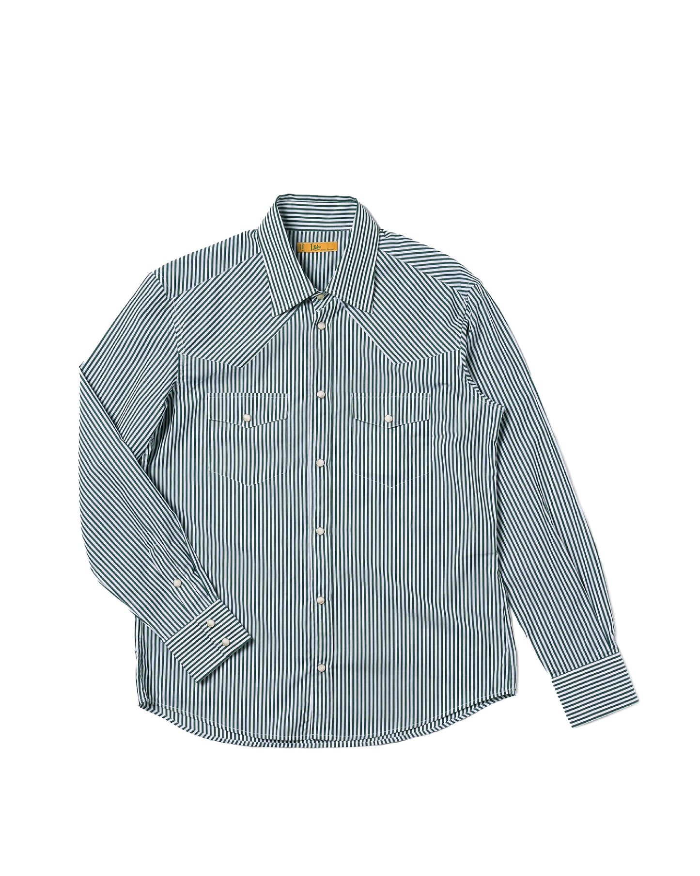 Western shirt - Green stripe poplin cotton